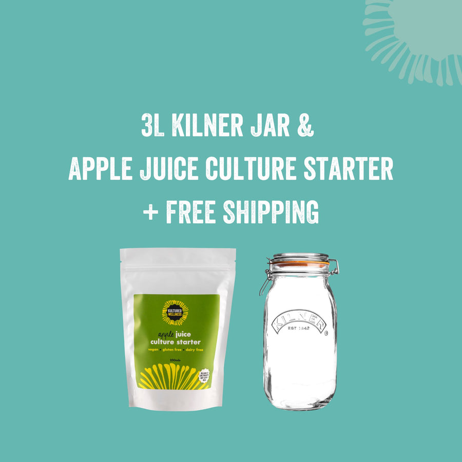 3L Kilner Jar & Apple Juice Culture Starter+ FREE SHIPPING